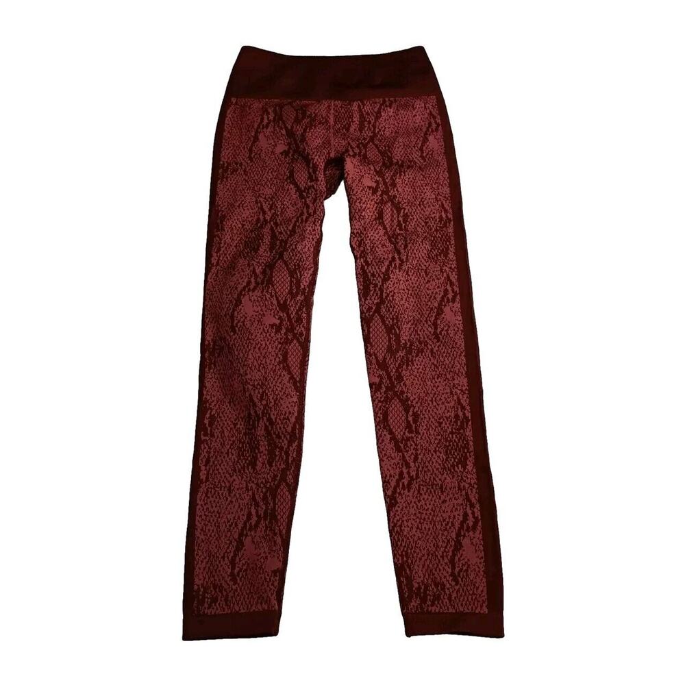 Fabletics Leggings Women's XS Burgundy Snakeskin Print 7/8 High Waisted Seamless